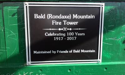 Bald Mountain Fire Tower Plaque