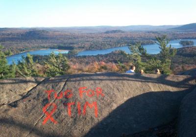 Paint graffitti on Bald Mountain Summit - October 2010